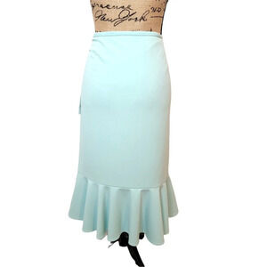 CALVIN KLEIN Women's Plus Faux Wrap Crepe Tulip Hem Skirt Size 14 New Light Teal